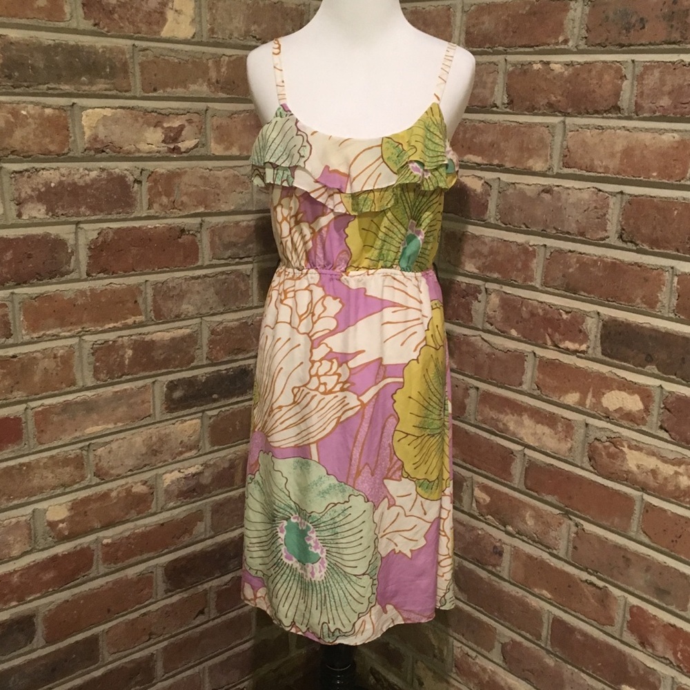 Anthropologie Maeve Floral Silk Dress